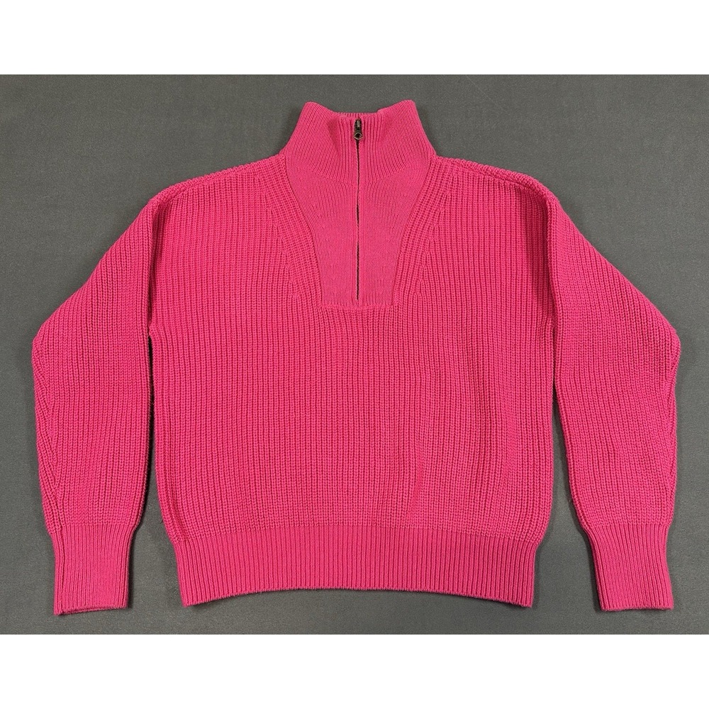 Faherty Sweater Womens Size Medium Mock Neck Pullover Quarter Zip Pink